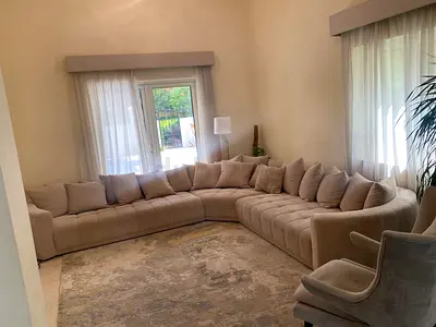 395x360cm beige Corner Chattlesmore sofa