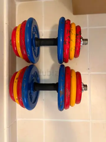 Pair of adjustable colorful dumbbells (light-medium weight) 15kg