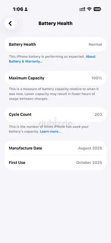 iPhone 17 Middle East version with 100% Battery Health and Apple warranty