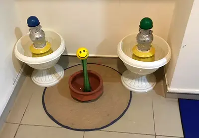 Pair of small decorative indoor water fountains