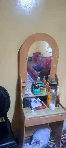 Wooden Dressing Table with Oval Mirror and Drawers - Good Condition