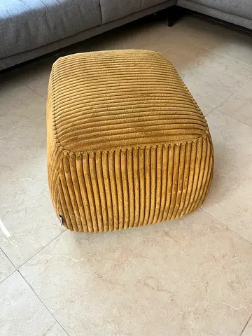 Small mustard corduroy pouf/ottoman - excellent condition