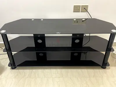Black Glass TV Stand / Entertainment Unit - 3 Tier