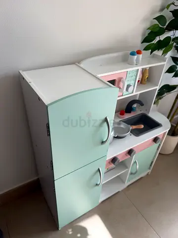 Wooden Play Kitchen Set - Mint  Pink, Good Condition