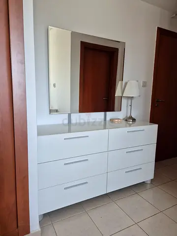 White 6-Drawer Dresser with Mirror - Good Condition