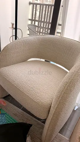 Cream boucle accent armchair - cozy modern barrel chair