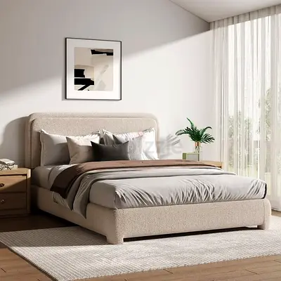 Beige King Size Bed