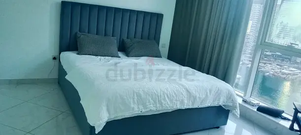 King-size upholstered bed with headboard - good condition
