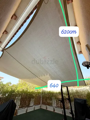 Large Rectangular Outdoor Shade Sail Canopy - 6.2m x 6.4m (Used)