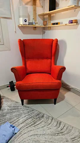 Ikea Comfortable Orange Wingback Armchair in Good Condition