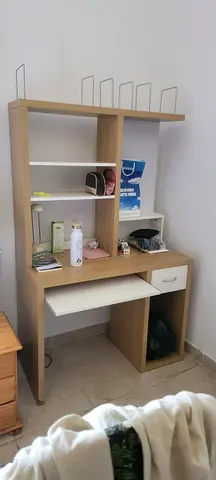 Compact Study Desk with Shelves and Drawer - Light Wood