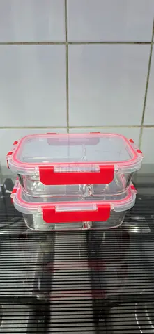 Set of 2 Airtight Glass Food Storage Containers with Locking Lids