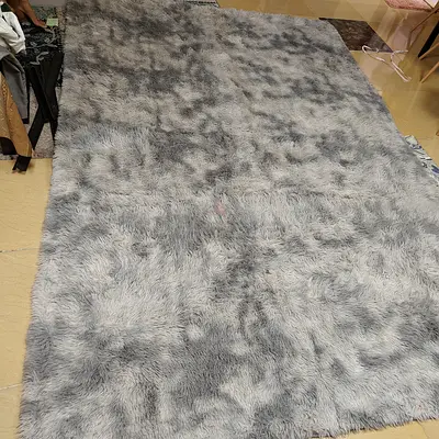 Large Grey Shaggy Area Rug - Soft Faux Fur