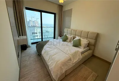 Queen size upholstered bed with headboard - light beige and home centre mattress