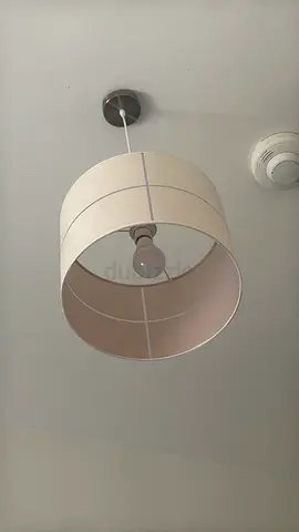 Ceiling-mounted drum lampshade light fixture - beige