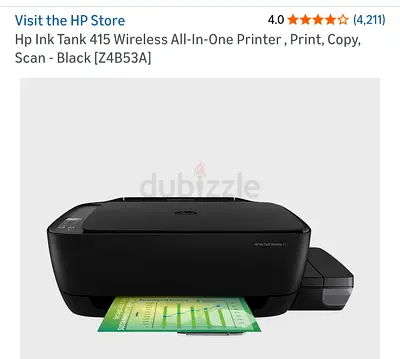 HP Ink Tank 415 Wireless All‑In‑One Printer (Print/Copy/Scan) - Black