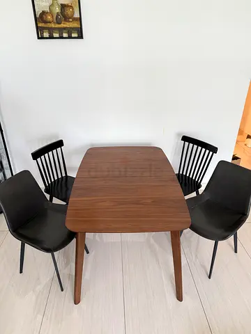 Wooden Dining Table with 4 Chairs — Modern Compact Set