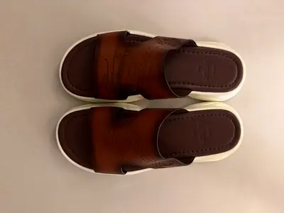 Brown leather slide sandals from berluti - comfortable casual slides, size 46 amazing quality