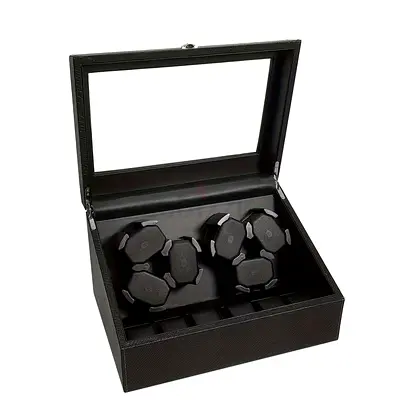 6 Watch Automatic Winder - Black PU leather