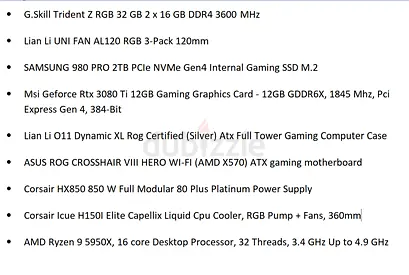 High-end Gaming PC — RTX 3080 Ti, Ryzen 9 5950X, 2TB 980 Pro, 32GB RAM