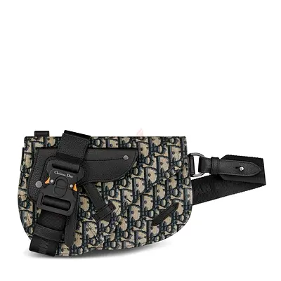 SADDLE POUCH Beige And Black Dior Oblique Jacquard