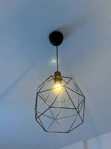 Black Geometric Wall Lamps (2) with Cage Shade - Modern. Includes a smart light system with remote