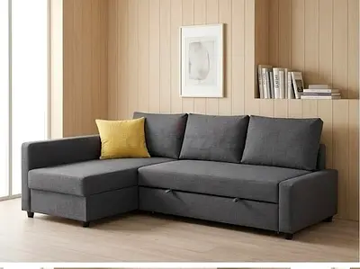 Grey L-shaped Corner Sofa-bed with Chaise