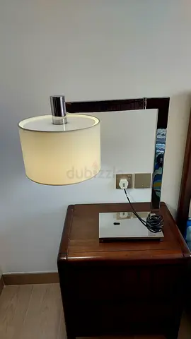 Chrome adjustable desk lamp with fabric drum shade