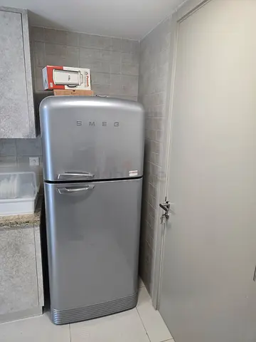 Smeg Retro Style Refrigerator - Good Condition, Grey, Double Door
