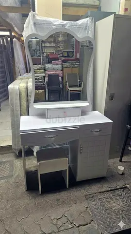 White Dressing Table with Mirror and Stool - Good Condition