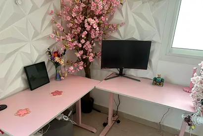 Two pink corner study desk set, Excellent condition