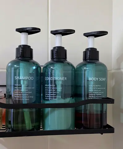 Set of 3 Refillable Bathroom Bottles (Shampoo, Conditioner, Body Soap)