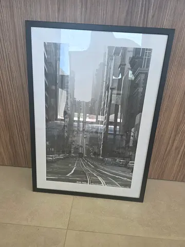 San Francisco Professionally Framed Black  White City Street Photo Print (Large)