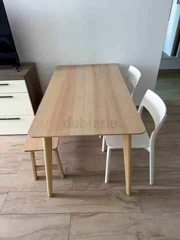 Wooden dining table with bench – simple modern set