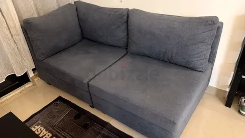 Comfortable 2-Seater Grey Fabric Sofa (Good Condition)