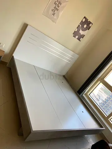 Modern White  Grey Queen Bed Frame with Headboard