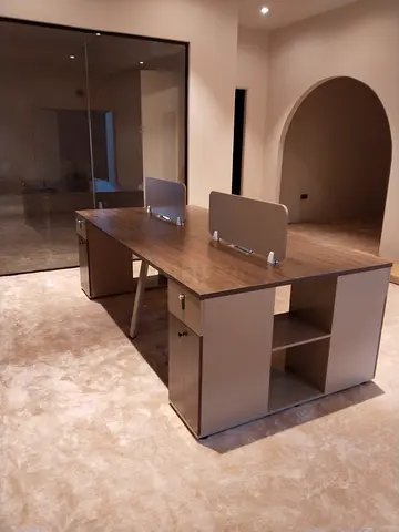 Modern 4 person Workstation Desk with Storage and Dividers