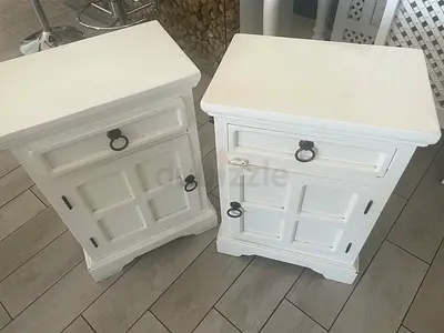 Pair of White Wooden Bedside Cabinets / Nightstands