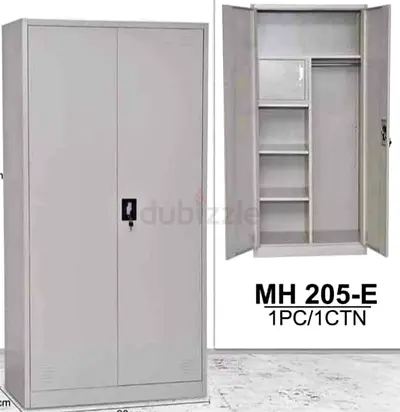 Steel Wardrobe / Metal Storage Cabinet with Shelves and Hanging Rail - Good Condition