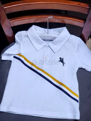 Classic White Kids Polo T-Shirt with Stripe Detail