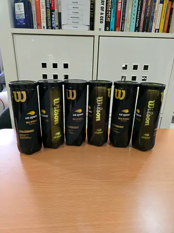Six cans of Wilson tennis balls (3-pack cans)