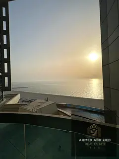 Furnished 2BR Hall in Ajman Corniche Towers | Free AC &amp; Parking | Gym, Pool, Jacuzzi &amp; Sauna