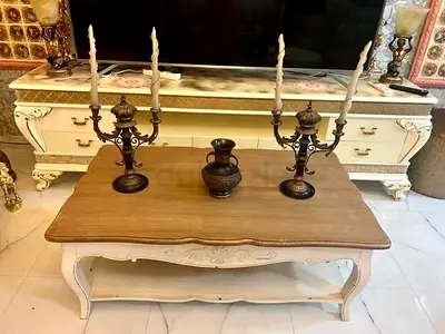 Vintage French-Style Coffee Table with Carved Details
