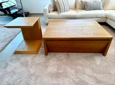 Natural Oak wood coffee table and side table.