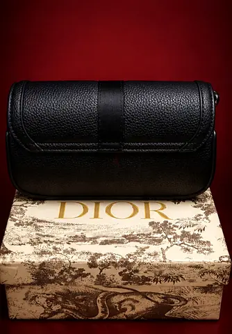 Black Dior Small Leather Shoulder Bag (with box)