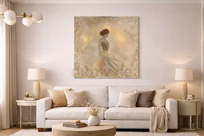 Textured Neutral Toned Woman Figure Wall Art (Square)