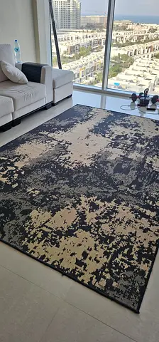 Large Modern Abstract Black  Beige Rug - Excellent Condition