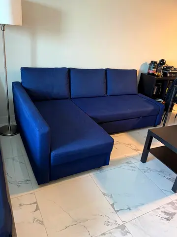 Blue L-shaped Sectional Sofa — Good Condition