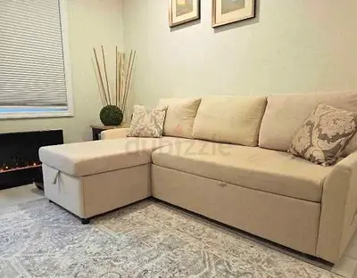IKEA Beige FRIHETEN L Shape Sofa Bed with storage. 204 x 140 cm