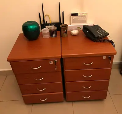 Pair of wooden office pedestal drawer units - good condition